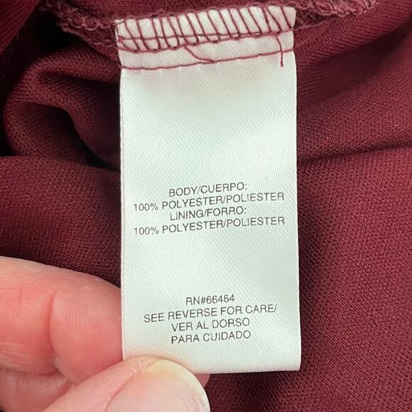 Sandra Darren Burgundy Floral Balloon Sleeve V-Neck Babydoll Mini Dress 12 NWT - Picture 12 of 15